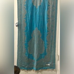 100% Cashmere Scarf Blue and Gold